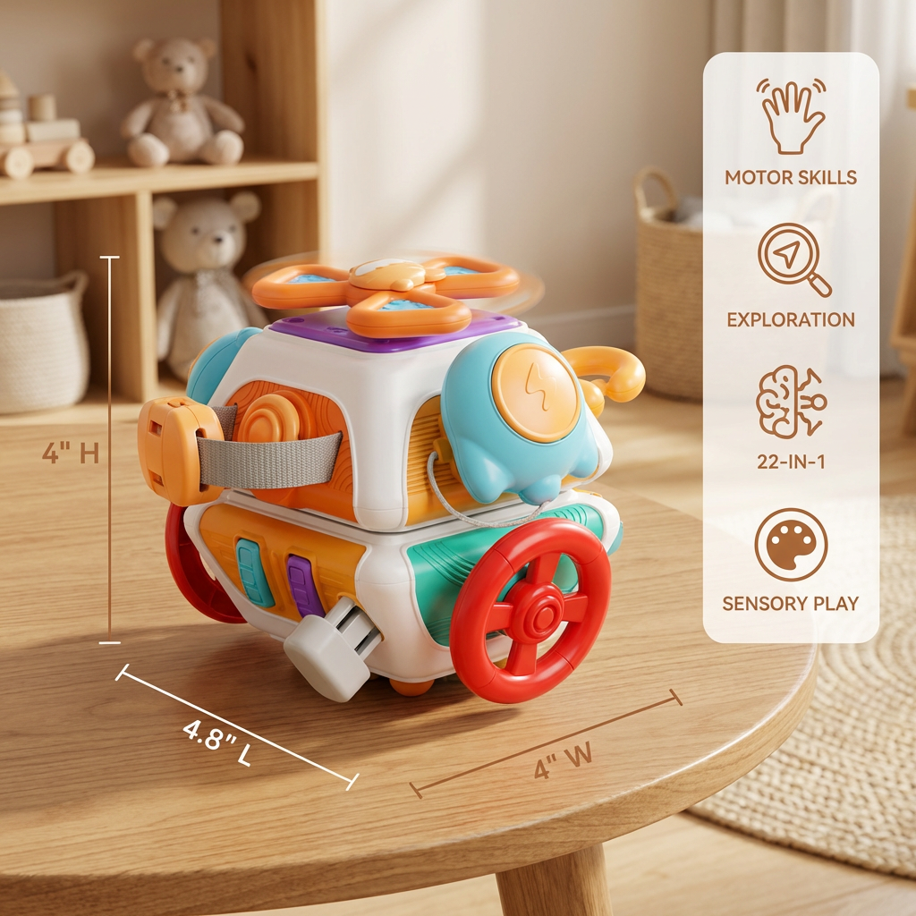Montessori 22-in-1 Activity Cube for Toddlers – Motor Skills & Exploration Toy