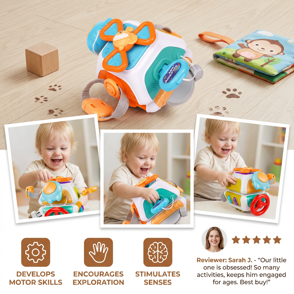 Montessori 22-in-1 Activity Cube for Toddlers – Motor Skills & Exploration Toy