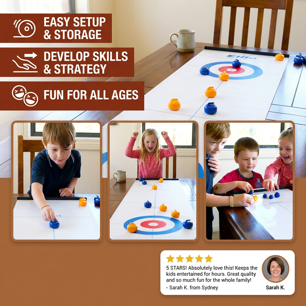 Portable Tabletop Curling Game – 2-Player Competition Set
