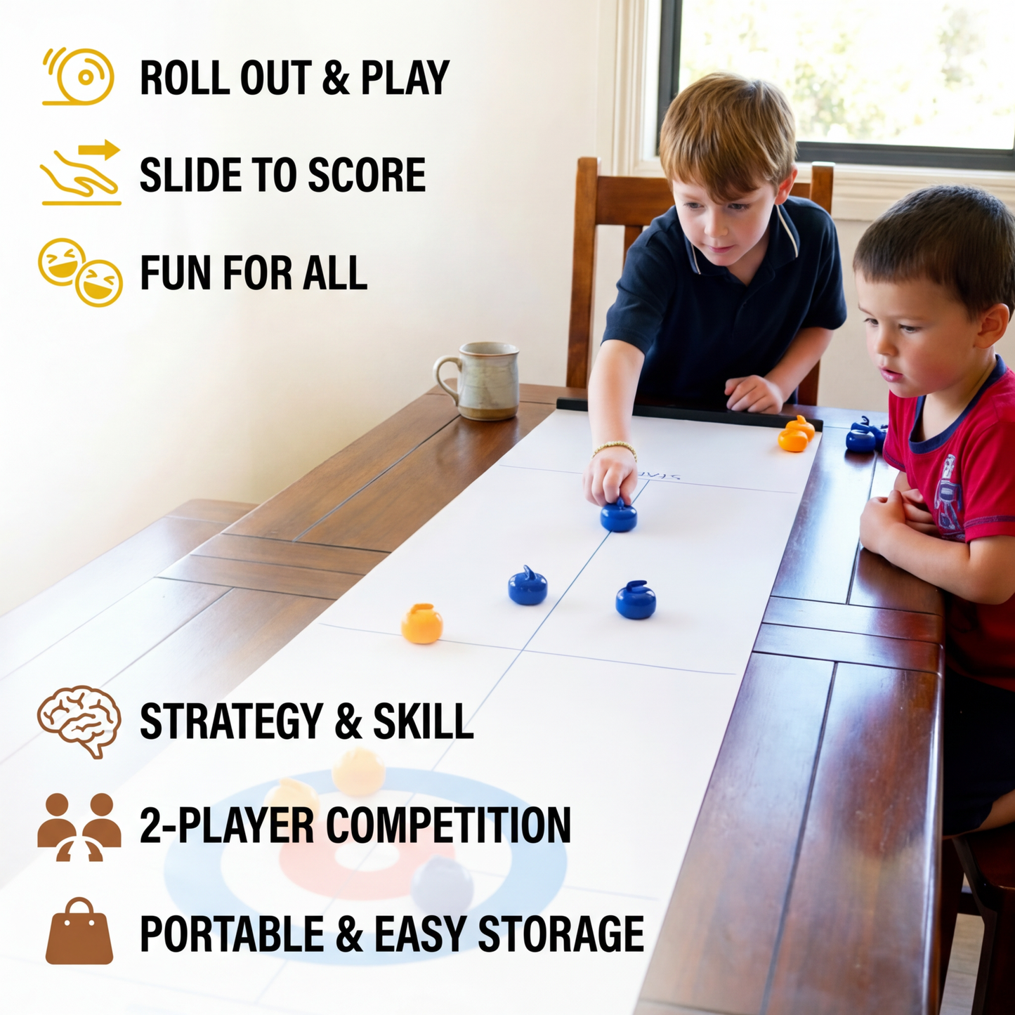 Portable Tabletop Curling Game – 2-Player Competition Set