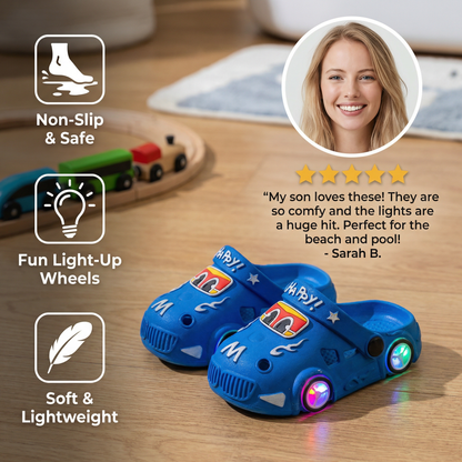 Light-Up Car Kids Slides – Non-Slip Bath & Beach Slippers