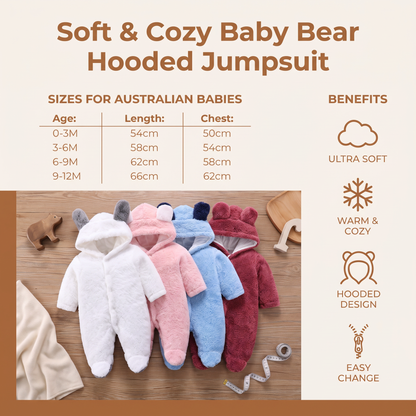 Soft & Cozy Baby Bear Hooded Jumpsuit
