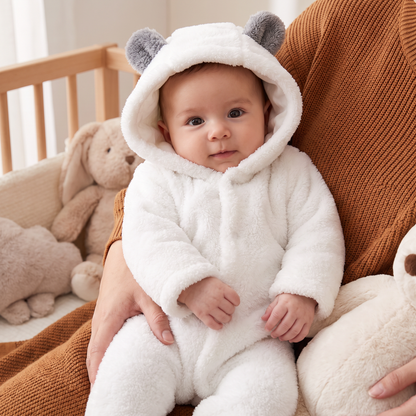 Soft & Cozy Baby Bear Hooded Jumpsuit