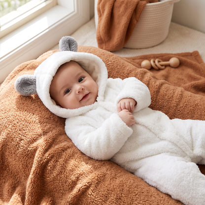 Soft & Cozy Baby Bear Hooded Jumpsuit