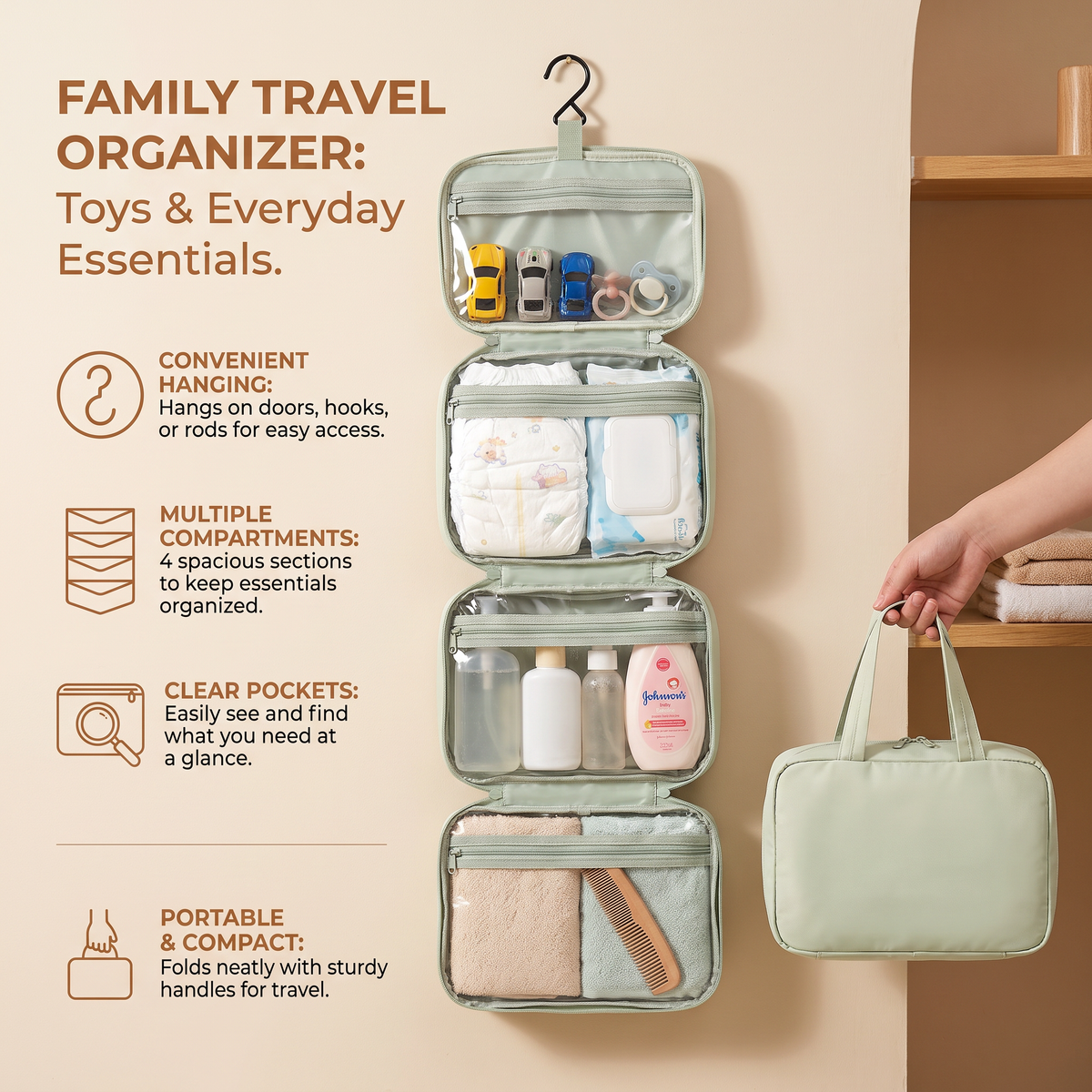 Family Travel Organizer Bag for Toys & Everyday Essentials