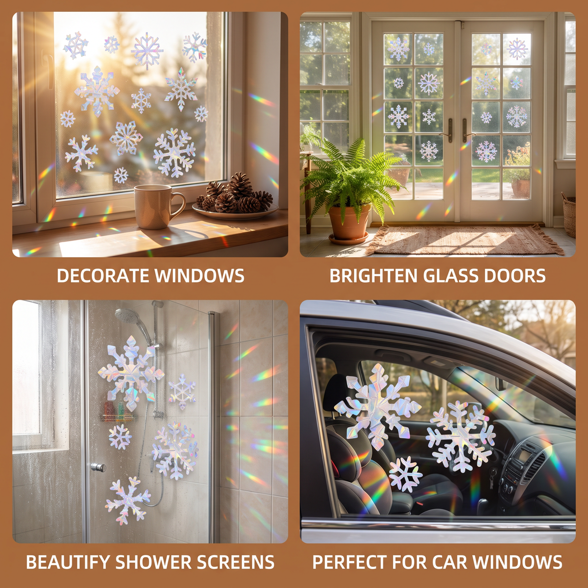 Reusable Snowflake Suncatcher Window Stickers