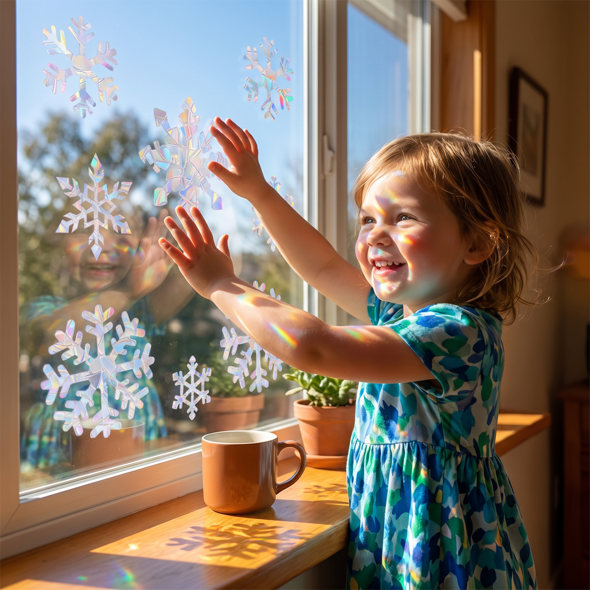 Reusable Snowflake Suncatcher Window Stickers