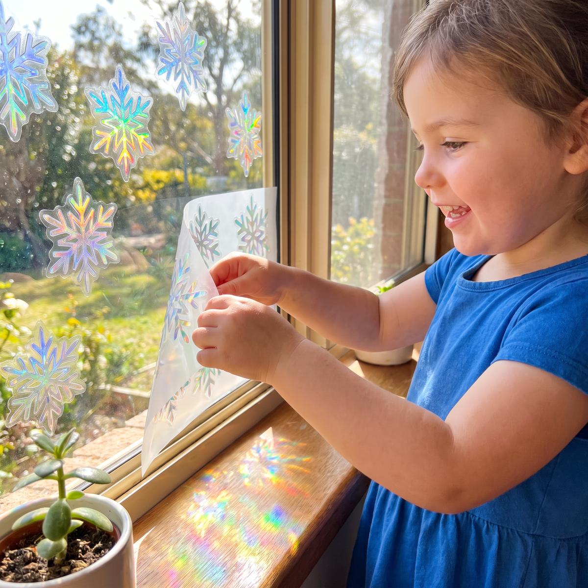 Reusable Snowflake Suncatcher Window Stickers