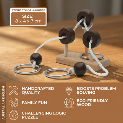 Handmade Wooden Rope Brain Teaser – Logic Puzzle Game for the Whole Family