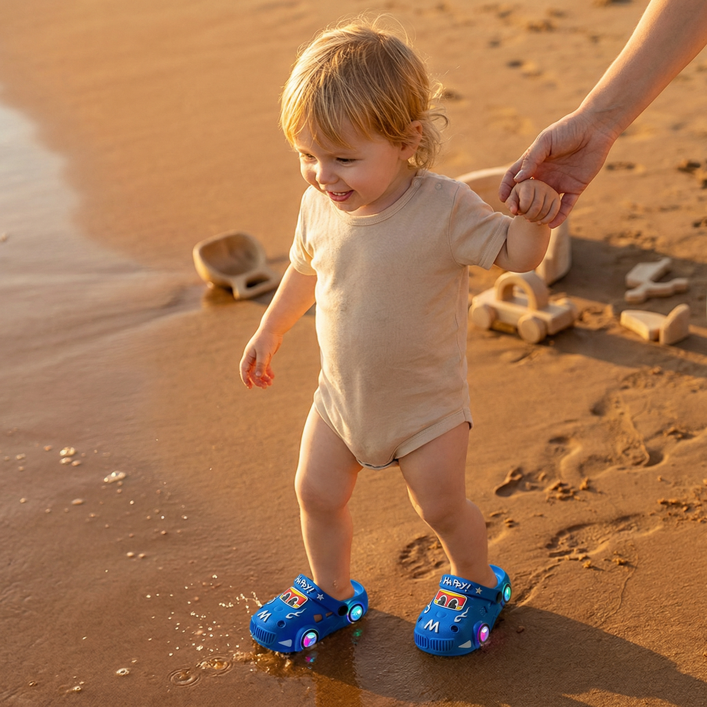 Light-Up Car Kids Slides – Non-Slip Bath & Beach Slippers