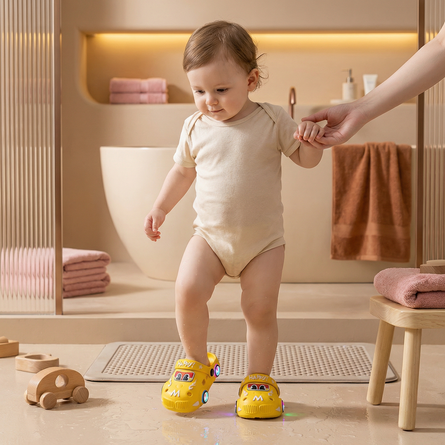Light-Up Car Kids Slides – Non-Slip Bath & Beach Slippers