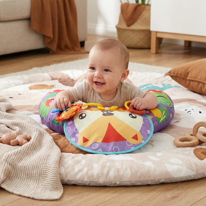 Baby Training Pillow for Tummy Time with Play Arch – Supports Sensory Development & Early Growth