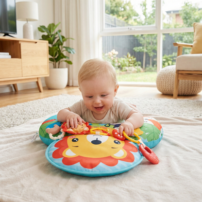 Baby Training Pillow for Tummy Time with Play Arch – Supports Sensory Development & Early Growth