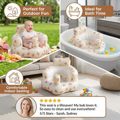 Inflatable Baby Seat with Bear Print for Sitting and Bath