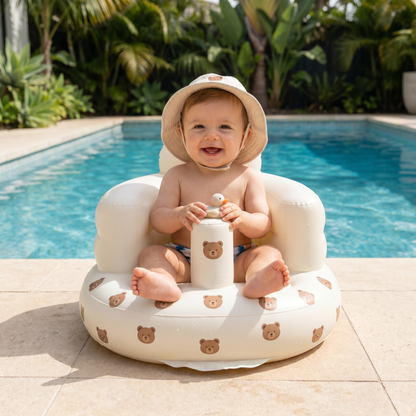 Inflatable Baby Seat with Bear Print for Sitting and Bath