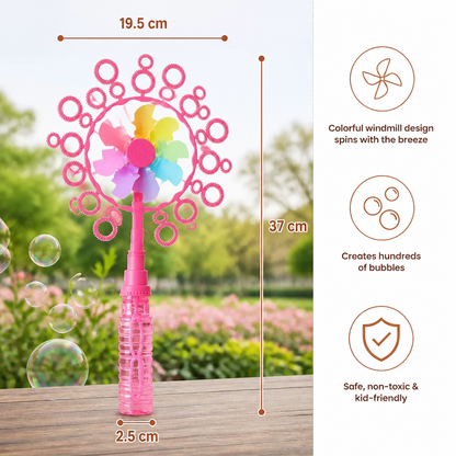 Kids Bubble Wand Toy Set with Windmill Design for Outdoor Fun