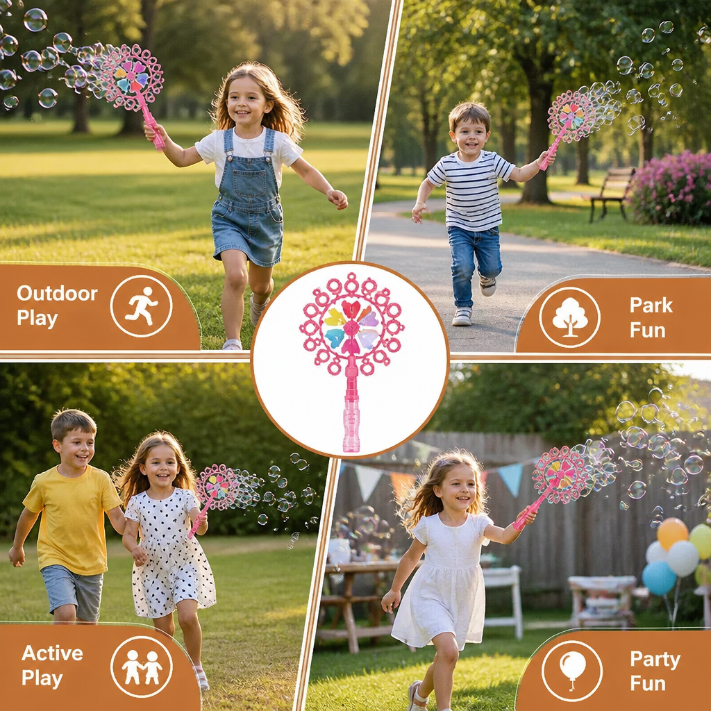 Kids Bubble Wand Toy Set with Windmill Design for Outdoor Fun
