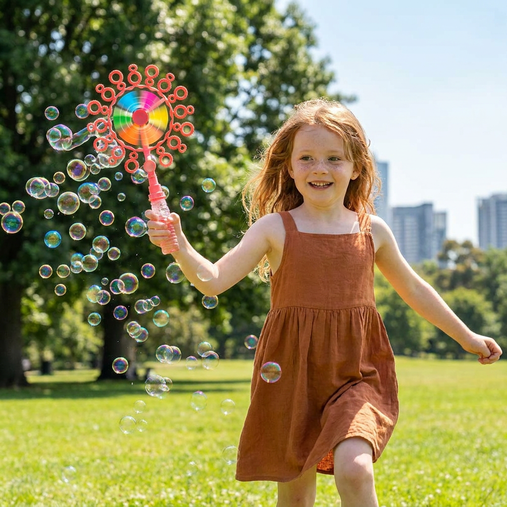 Kids Bubble Wand Toy Set with Windmill Design for Outdoor Fun