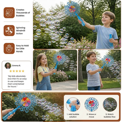 Kids Bubble Wand Toy Set with Windmill Design for Outdoor Fun