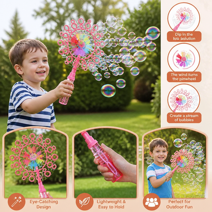 Kids Bubble Wand Toy Set with Windmill Design for Outdoor Fun