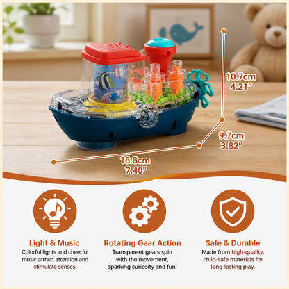 Light-Up Gear Boat – Musical Electric Toy Boat for Kids