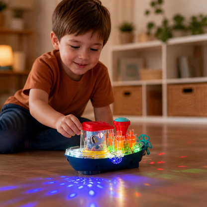 Light-Up Gear Boat – Musical Electric Toy Boat for Kids