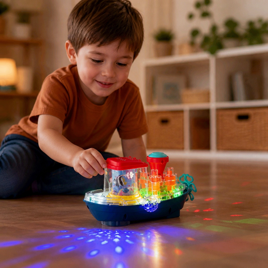 Light-Up Gear Boat – Musical Electric Toy Boat for Kids