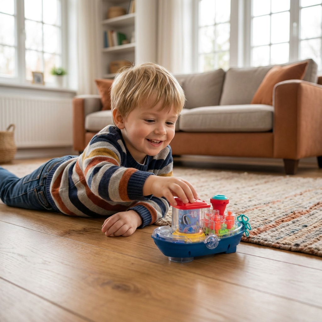Light-Up Gear Boat – Musical Electric Toy Boat for Kids