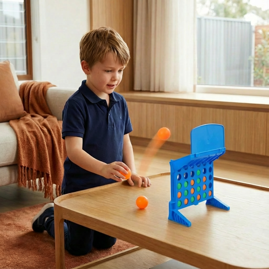 Line Up Four Bounce Shooting Game with Colorful Balls and Foldable Carrying Case