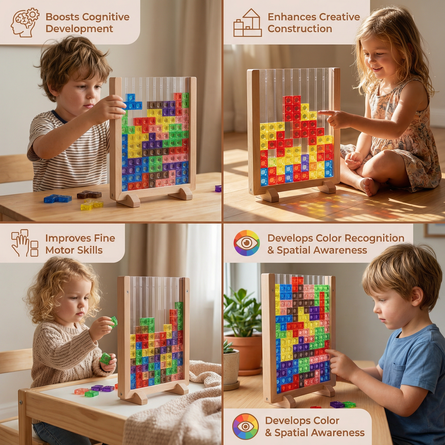 3D Colour Block Puzzle with Wooden Frame – Montessori Learning Toy