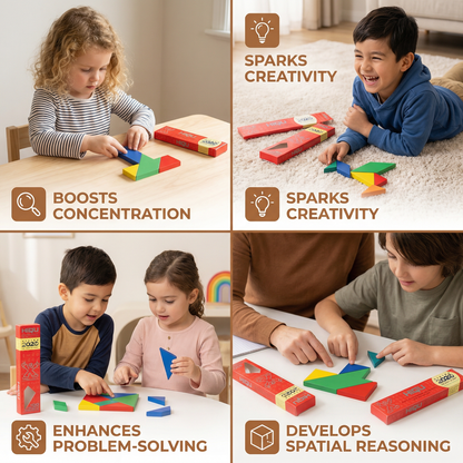 Wooden Tangram Puzzle – Montessori Geometry Learning Toy for Kids
