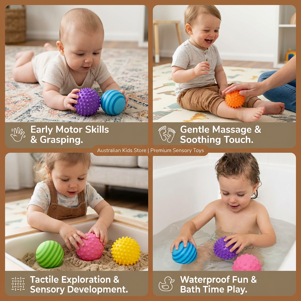6-Piece Sensory Ball Set – Soft Textured Touch & Massage Balls for Babies & Kids
