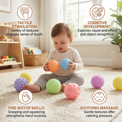 6-Piece Sensory Ball Set – Soft Textured Touch & Massage Balls for Babies & Kids