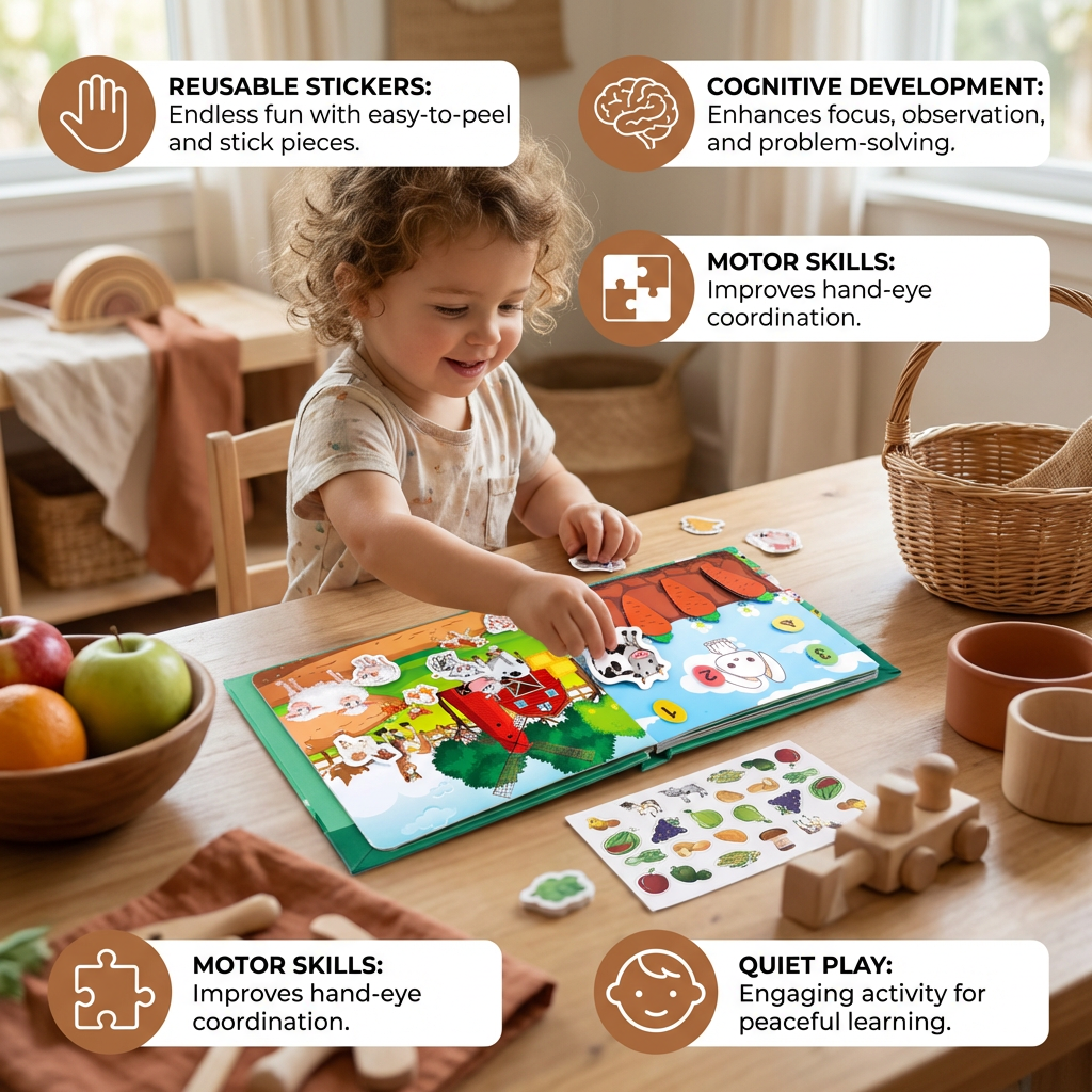 Montessori Reusable Sticker Book for Kids – Learning & Activity Busy Book