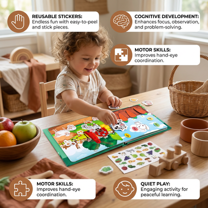 Montessori Reusable Sticker Book for Kids – Learning & Activity Busy Book