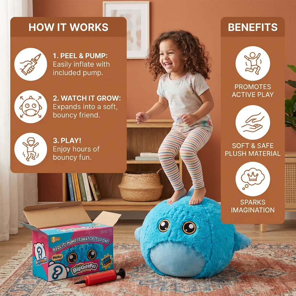 Inflatable Plush Hopping Animal for Kids – Bouncy Fun Toy
