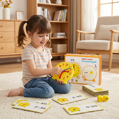 Learning Clock for Kids – Interactive Time Teaching Game with Cards & Dice