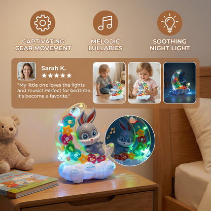 Light-Up Moon Bunny Toy – Transparent Gear Design with Music & LED Lights