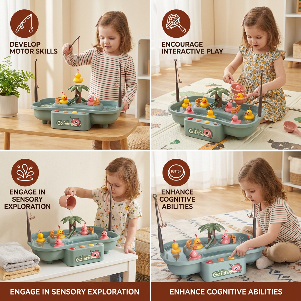 Interactive Fishing Game Toy for Kids – Water Play Set with Rods