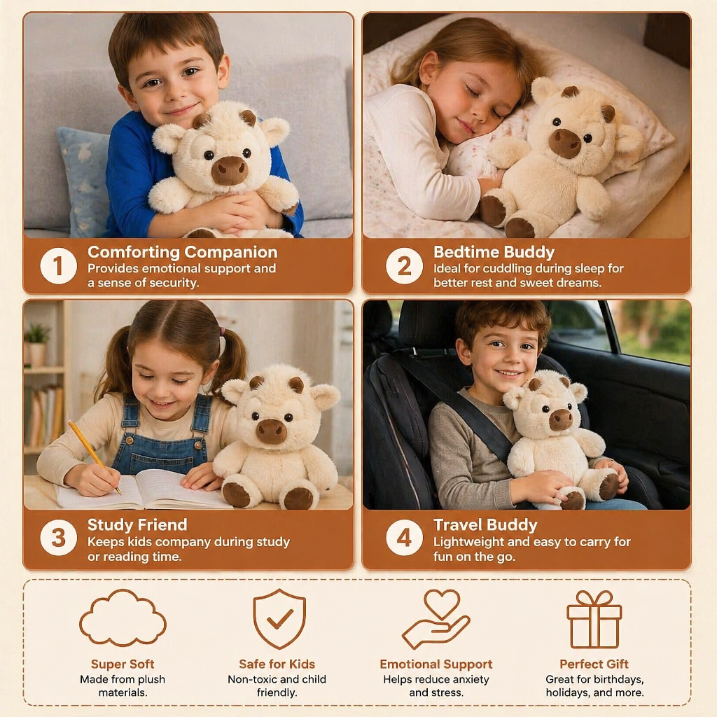 Running Calf Plush Toy – Soft Cartoon Stuffed Animal & Soothing Companion for Kids