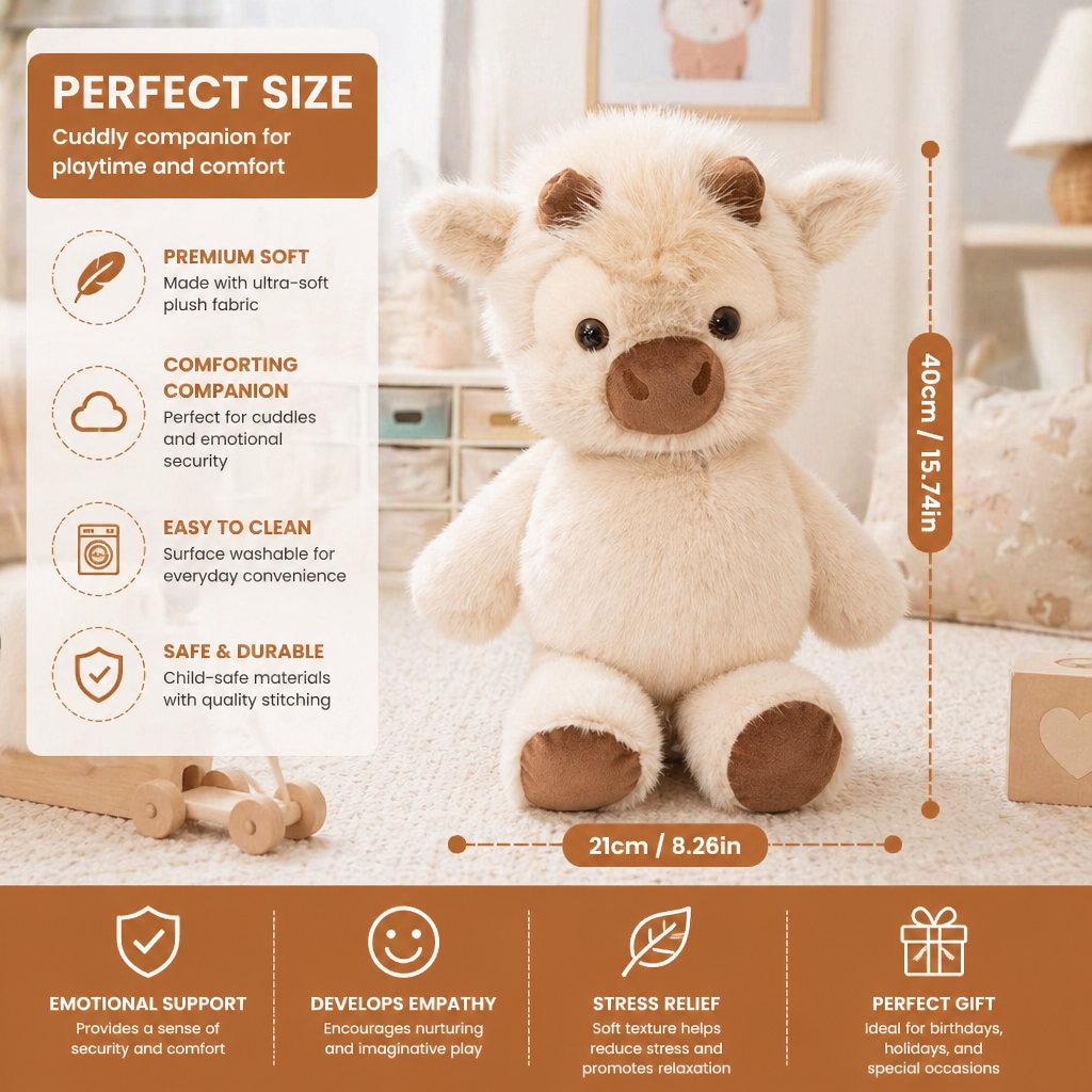 Running Calf Plush Toy – Soft Cartoon Stuffed Animal & Soothing Companion for Kids
