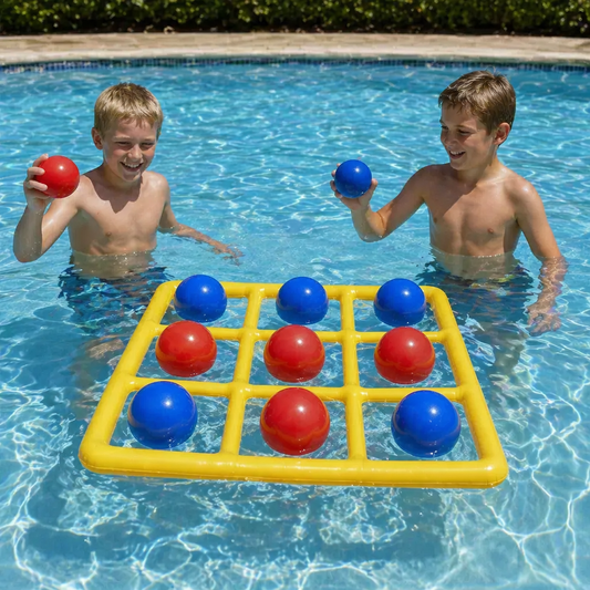 Inflatable Pool Tic-Tac-Toe Game – Water Party Game with Balls & Pump