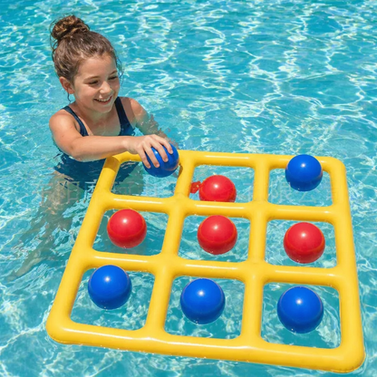 Inflatable Pool Tic-Tac-Toe Game – Water Party Game with Balls & Pump