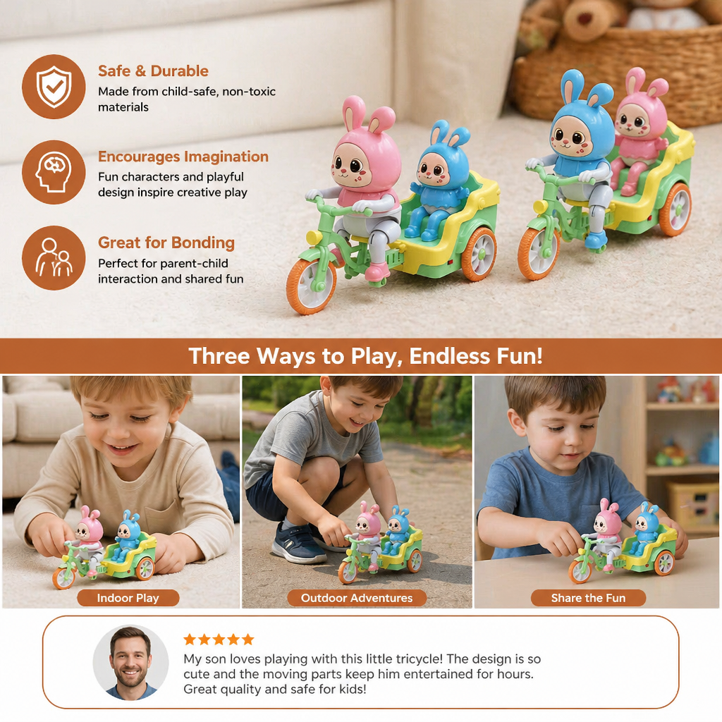 Electric Animal Tricycle – Interactive Ride-On Toy with Music & Light for Kids