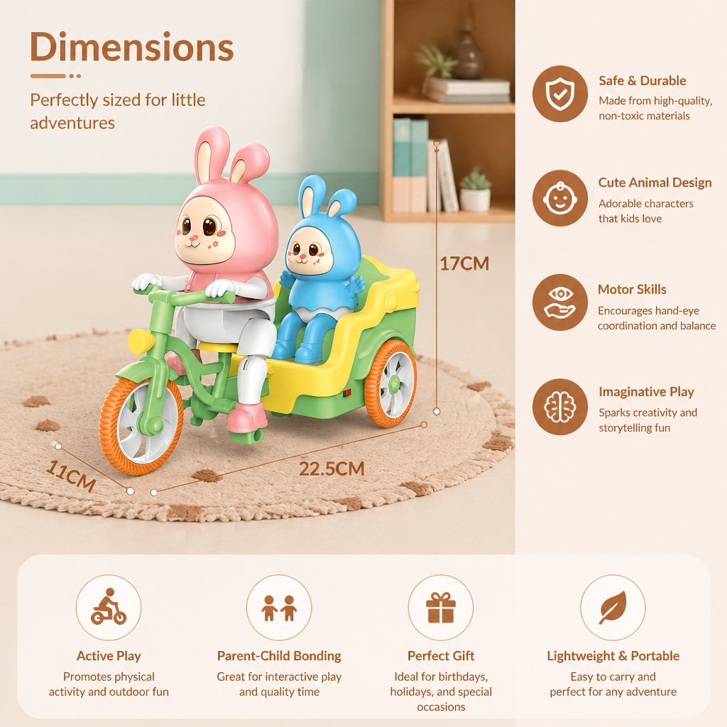 Electric Animal Tricycle – Interactive Ride-On Toy with Music & Light for Kids