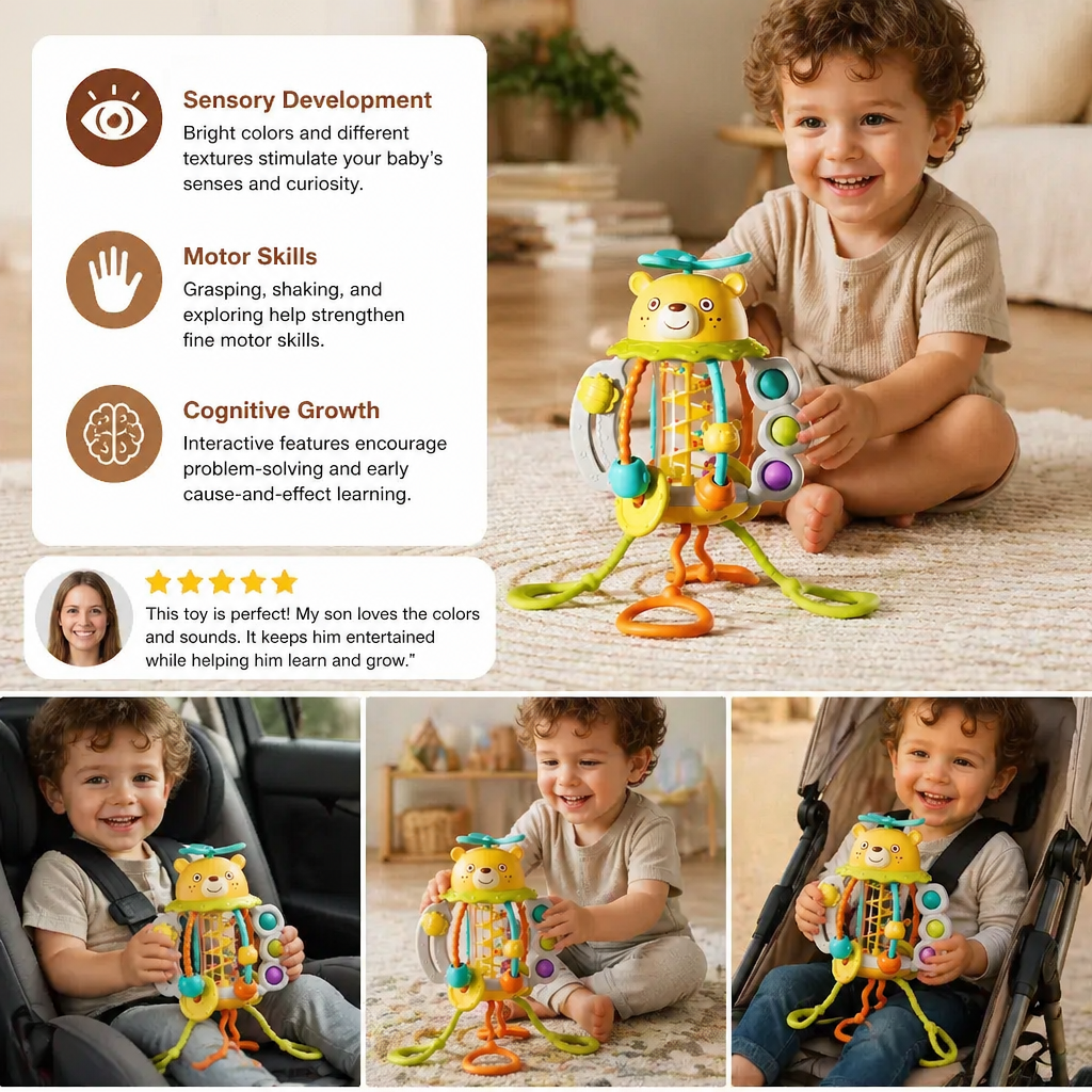 Pull-Along Baby Rattle – Cute Educational Toy for Early Development