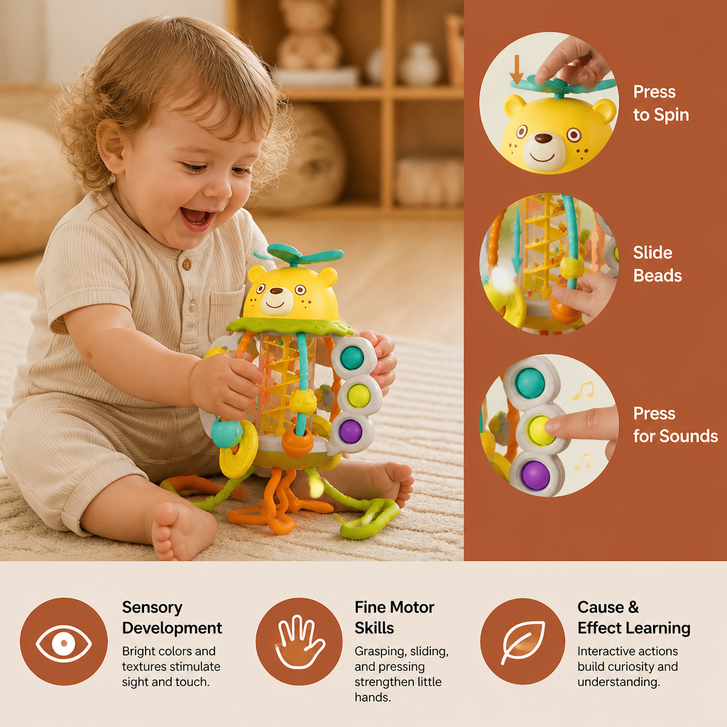 Pull-Along Baby Rattle – Cute Educational Toy for Early Development