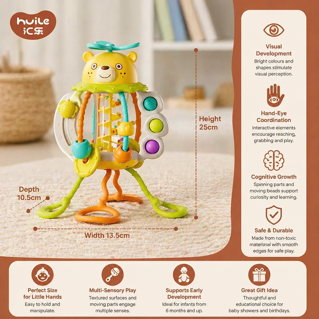 Pull-Along Baby Rattle – Cute Educational Toy for Early Development