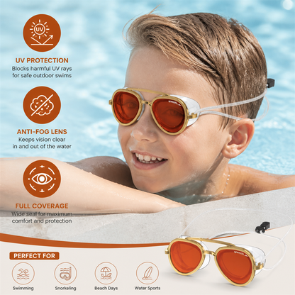 Pro Aviator Swim Goggles – UV400 Protection, Anti-Fog & Full Coverage Fit