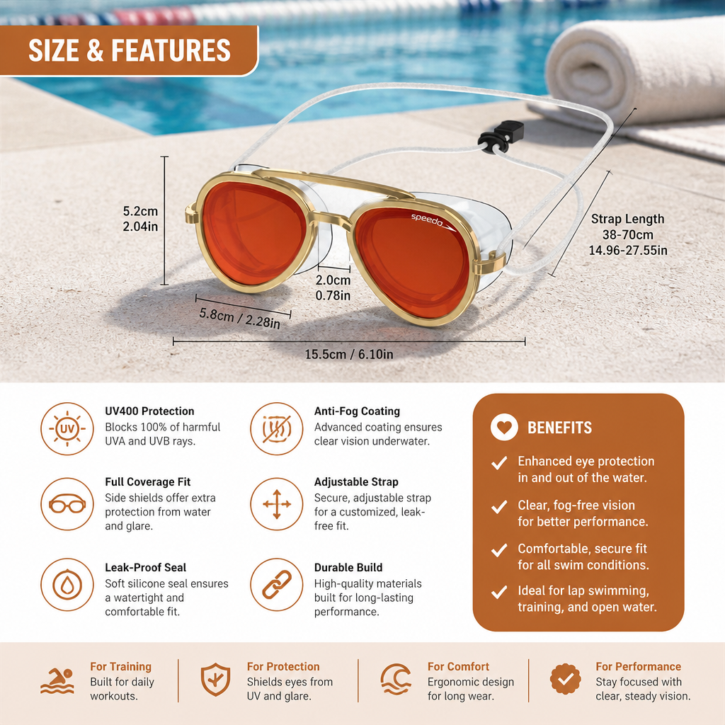 Pro Aviator Swim Goggles – UV400 Protection, Anti-Fog & Full Coverage Fit